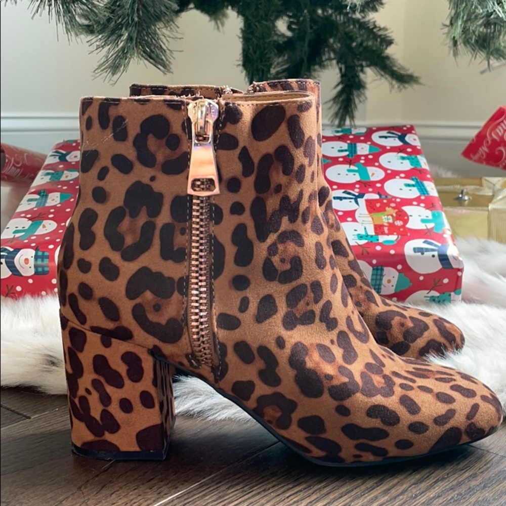 Animal Print Leopard Block Booties